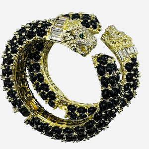 Leopard Hinged Bracelet in Black