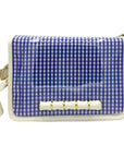 Purple Gingham Clear Stadium Bag with White Bamboo Stick