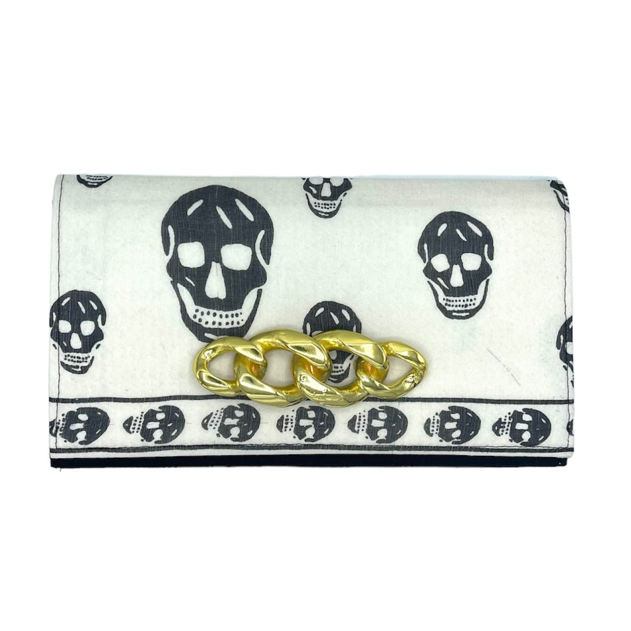 Black/white Skull Scarf Clutch IV *Damaged* (made from an authenticated designer scarf