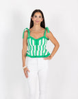 Addie Top - Green Stripe (Tie Version)