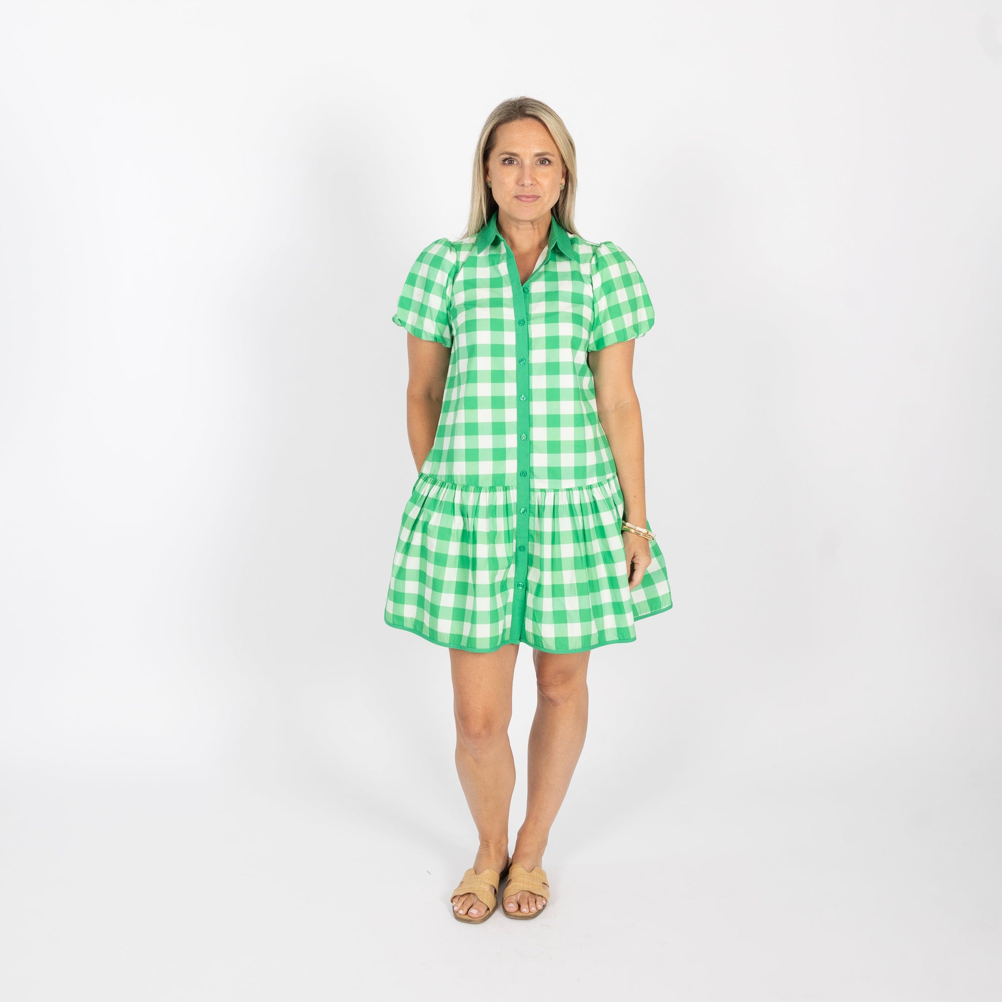 Jana Dress - Green Buffalo Check Garland Bags Jana Dress - Green Buffalo Check Garland Bags
