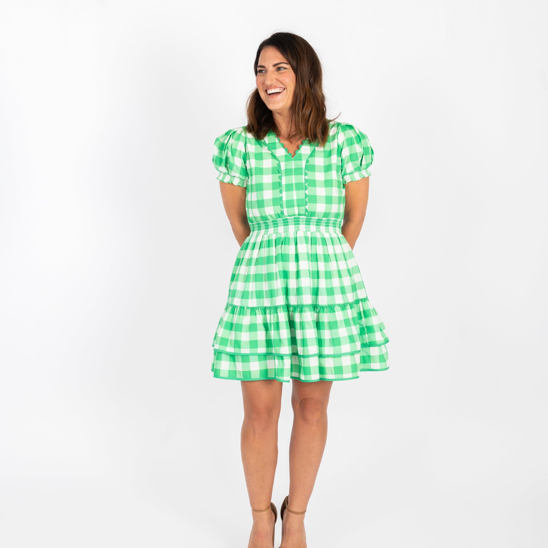green buffalo plaid dress In Your Happy Place Green Plaid Dress, Large - The Mint Julep Boutique