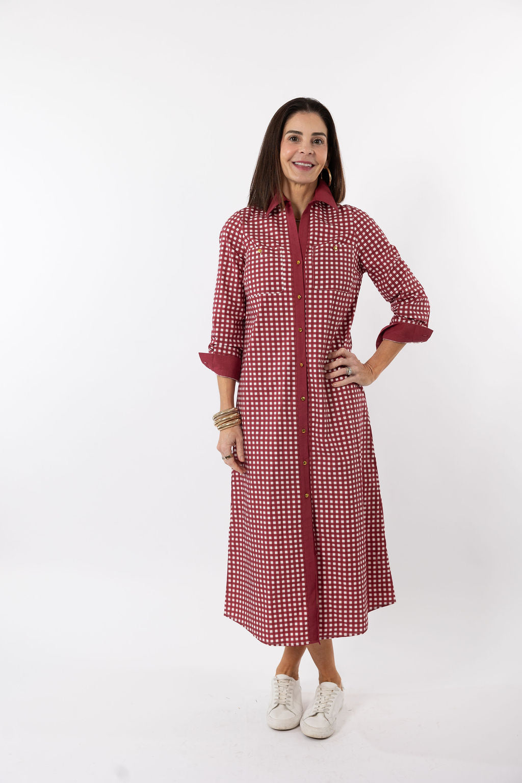 Harper Dress - Dark Red Gingham