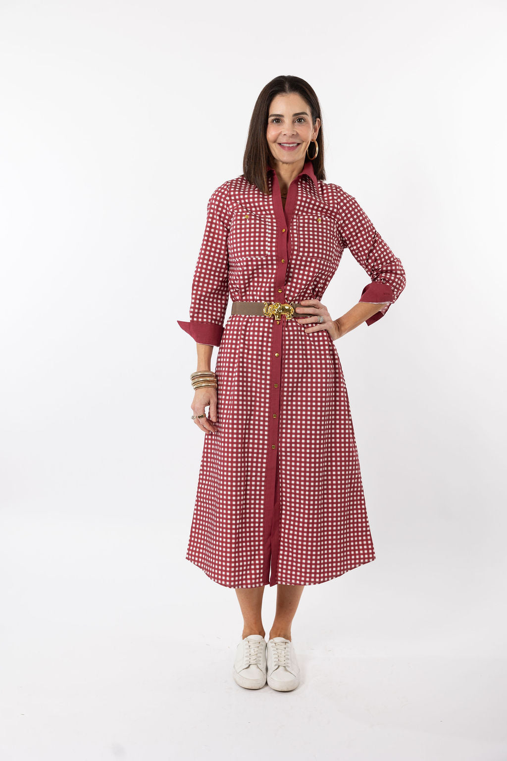 Harper Dress - Dark Red Gingham