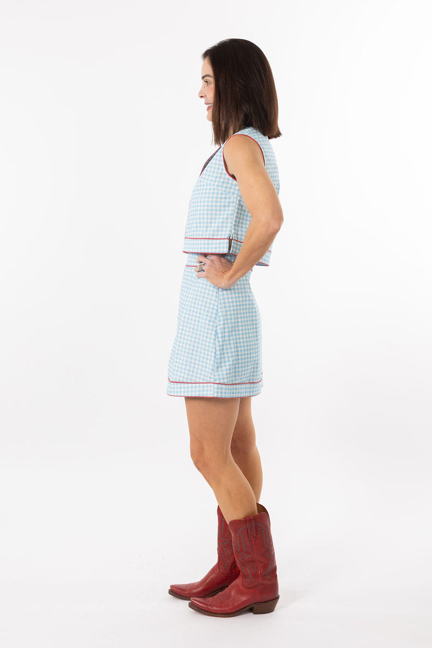Emmy Set SKIRT ONLY - Blue Gingham/Red