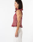 Addie Tie Top - Dark Red Gingham