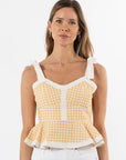 Addie Tie Top - Gold Gingham/White