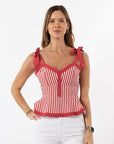 Addie Tie Top - Red Stripe