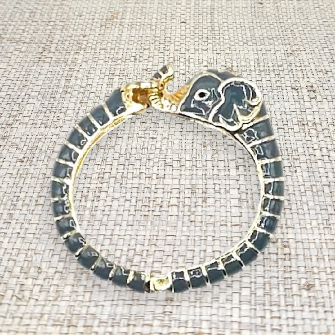 Elephant Hinged Bracelet in Grey/Gold