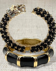 Leopard and Bamboo Bracelet Set-black