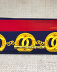 Chanel Navy Scarf Clutch with Logo