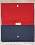 Chanel Navy Scarf Clutch with Logo