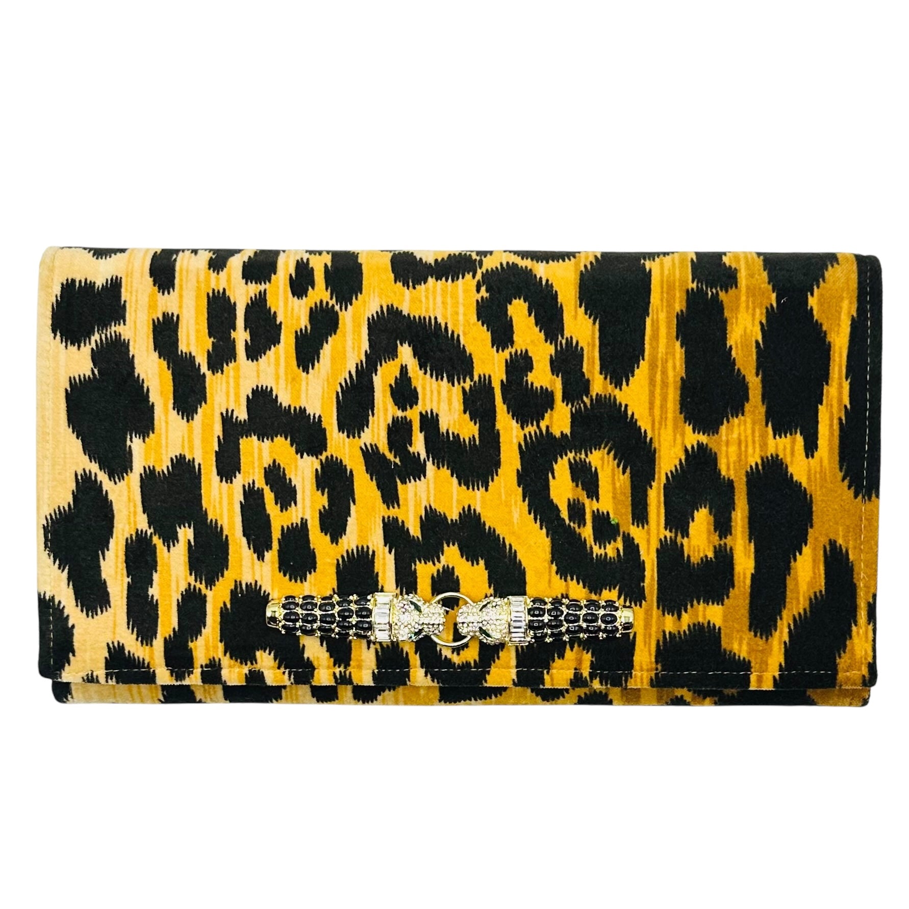 Ashley Clutch with Black Smooching Leopards