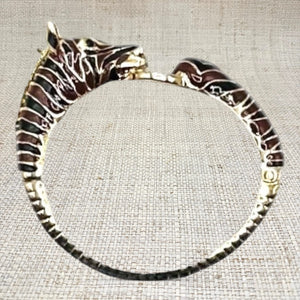 Zebra Hinged Bracelet in Black/Brown