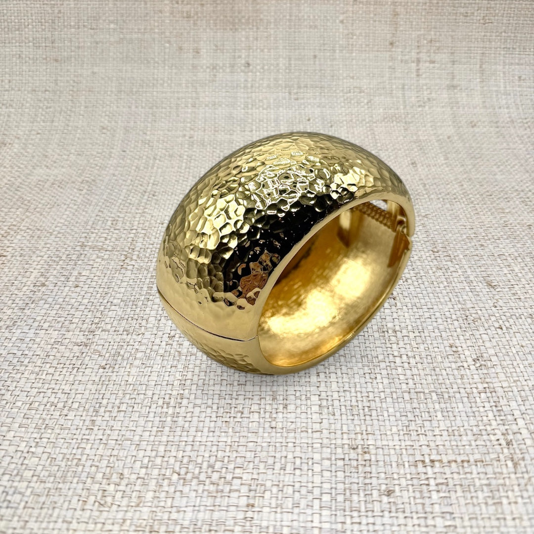 Hammered Gold Hinged Bracelet