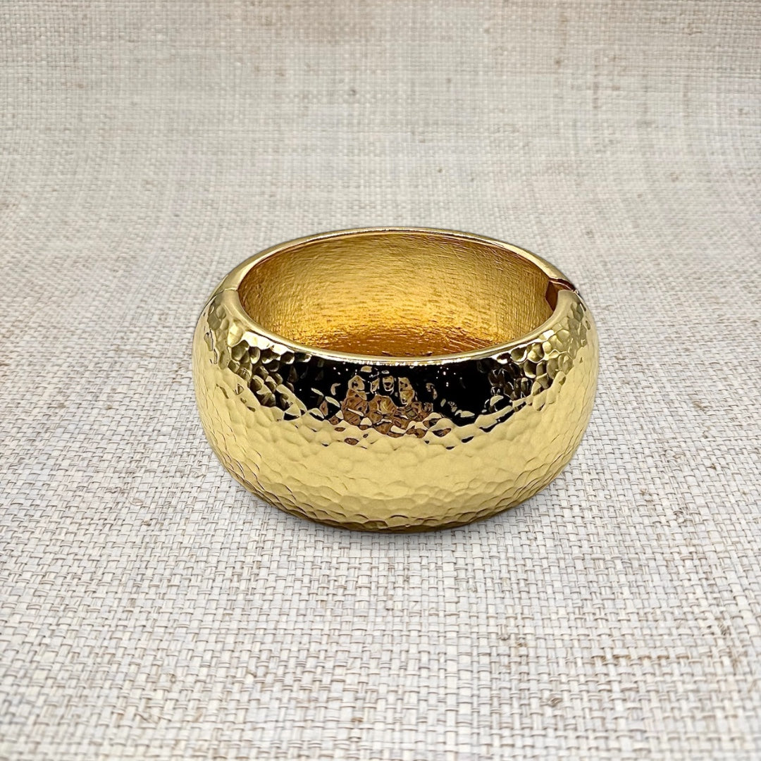 Hammered Gold Hinged Bracelet