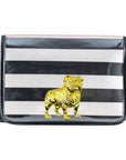Black and White Thiccc Stripe Clear Stadium Bag with Bulldog