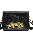 Black Clear Stadium Bag with Leopard