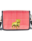 Red and White Grid Clear Stadium Bag with Bulldog