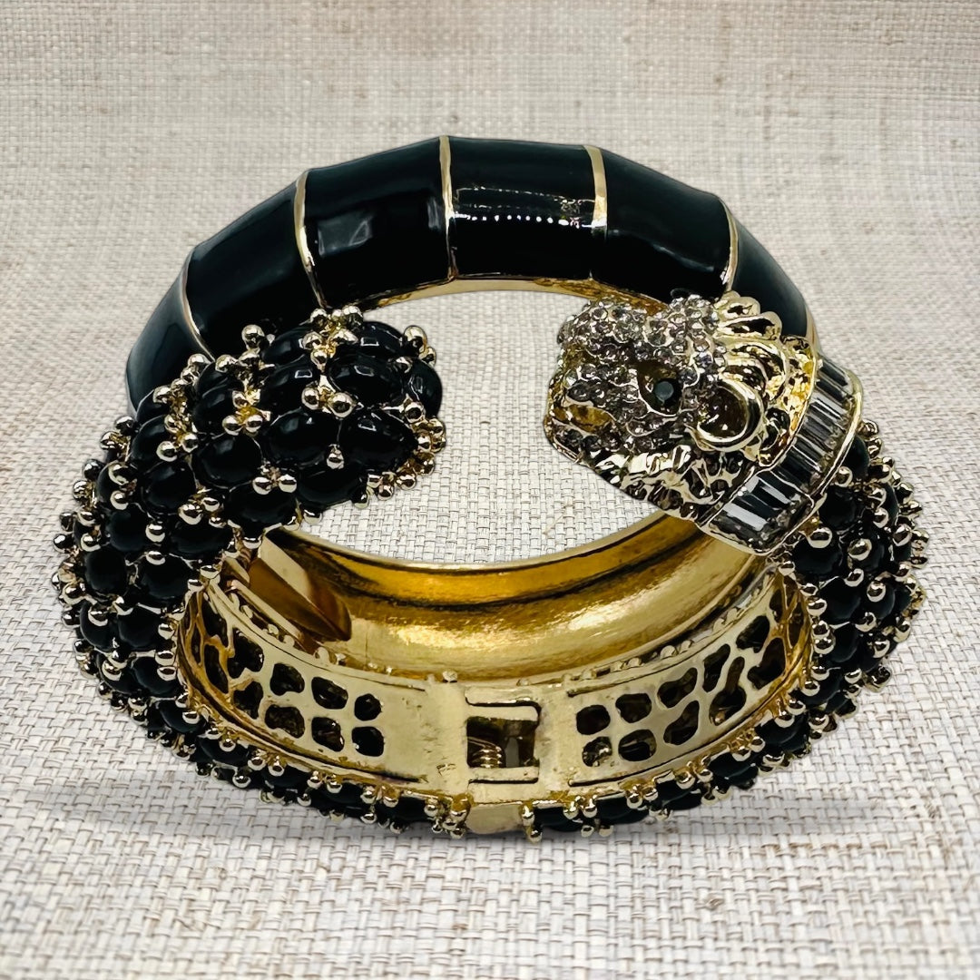 Leopard and Bamboo Bracelet Set-black