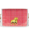 Red and White Grid Clear Stadium Bag with Bulldog (white trim)