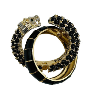 Leopard and Bamboo Bracelet Set-black