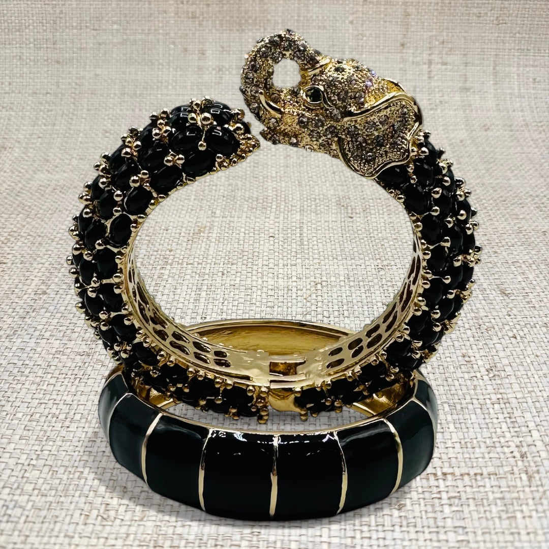 Elephant and Bamboo Bracelet Set-black