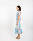 Addie Top (Puff Sleeves) - Blue Scallop