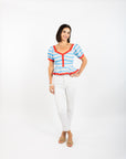 Addie Top (Puff Sleeves) - Blue Scallop