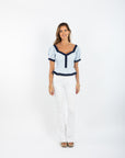 Addie Top (Puff Sleeves) - Blue Stripe