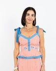 Addie Top (tie straps) - Fish Applique