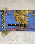 Gucci Blue Tiger Scarf Crossbody Clutch