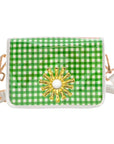 Green Gingham Clear Stadium Bag with White Starburst