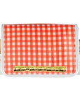 Orange Gingham Clear Stadium Bag with Gold Bamboo Stick