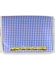 Purple Gingham Clear Stadium Bag with Gold Bamboo Stick