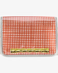 Burnt Orange Grid Clear Stadium Bag with Gold Bamboo Stick