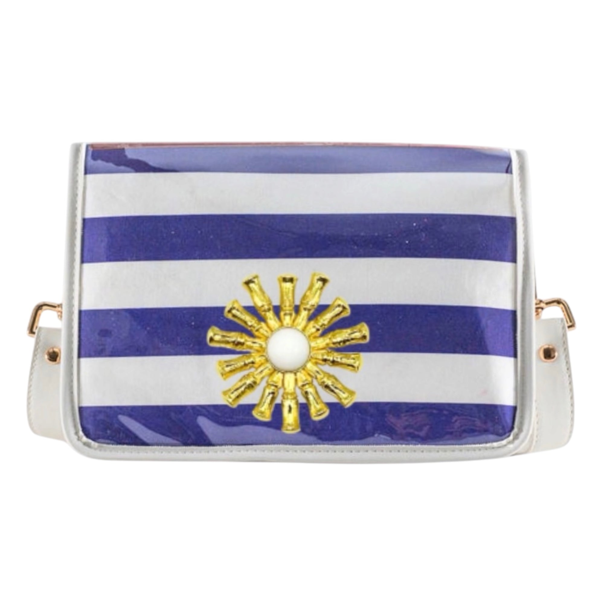 Purple Stripe Clear Stadium Bag with White Starburst