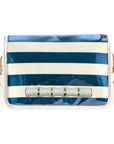 Navy Stripe Clear Stadium Bag with White Bamboo Stick