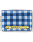 Blue and White Clear Stadium Bag with Gold Bamboo Stick