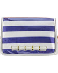 Purple Stripe Clear Stadium Bag with White Bamboo Stick