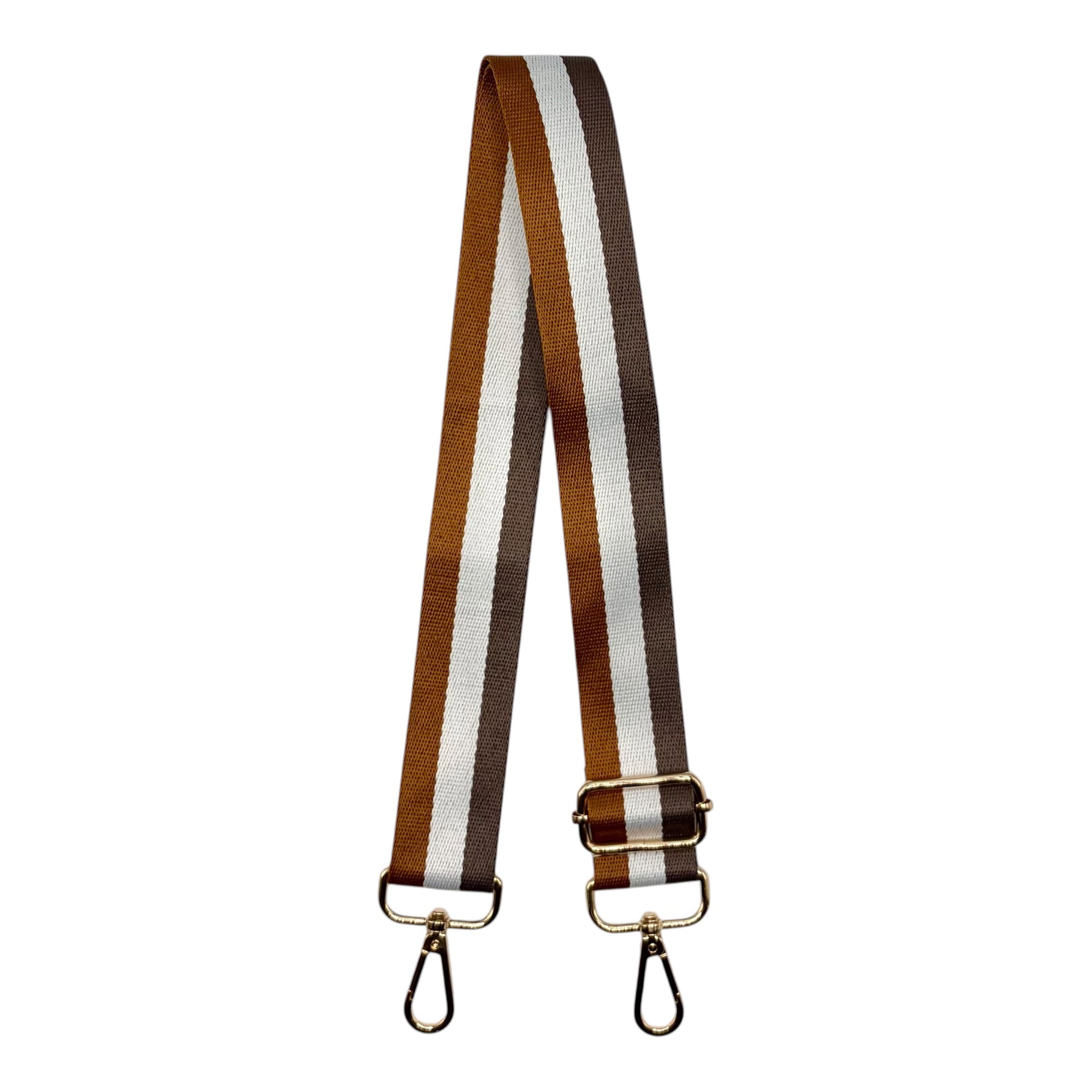Gold, Cream and Brown Striped Stadium Bag Strap
