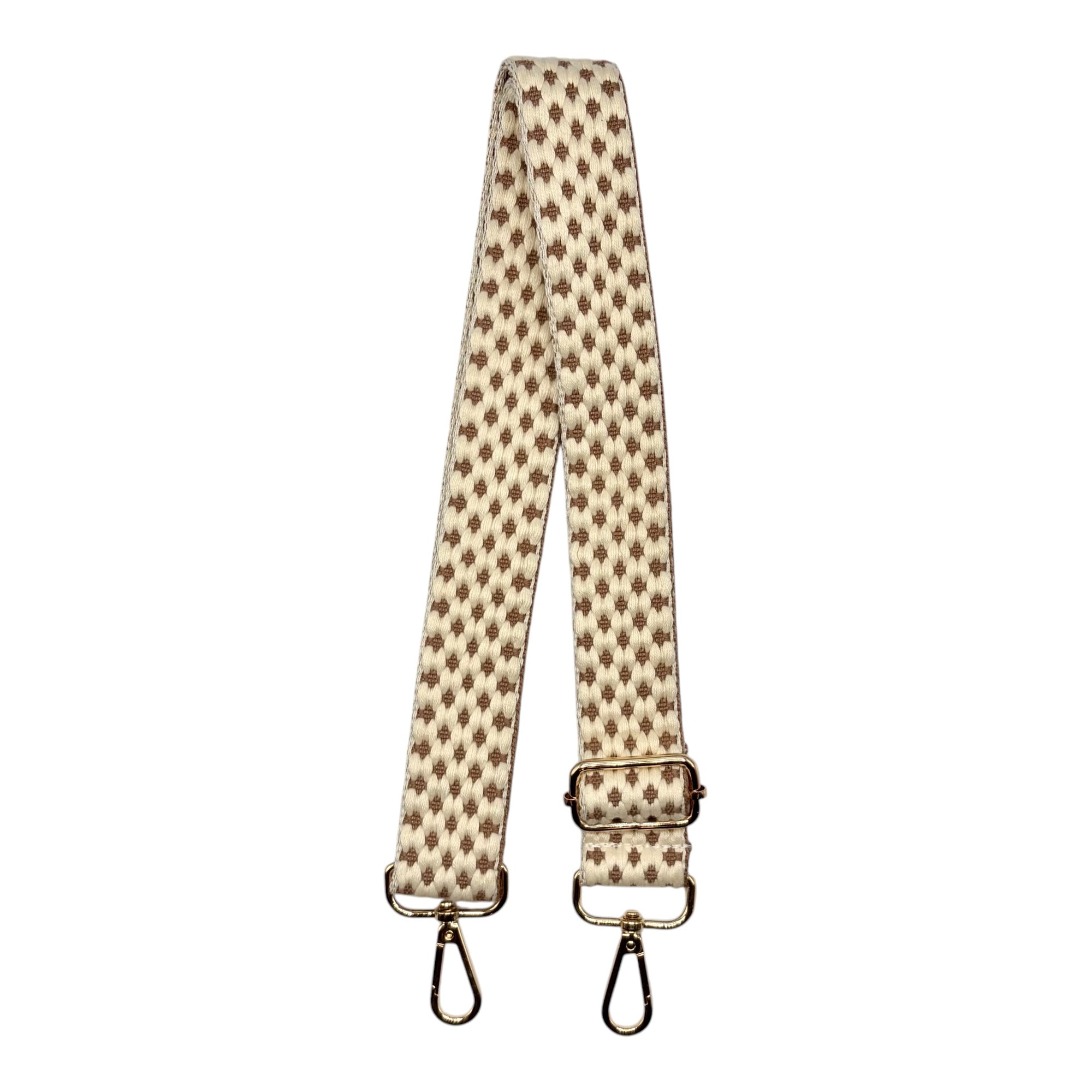 Taupe and White Stadium Bag Strap