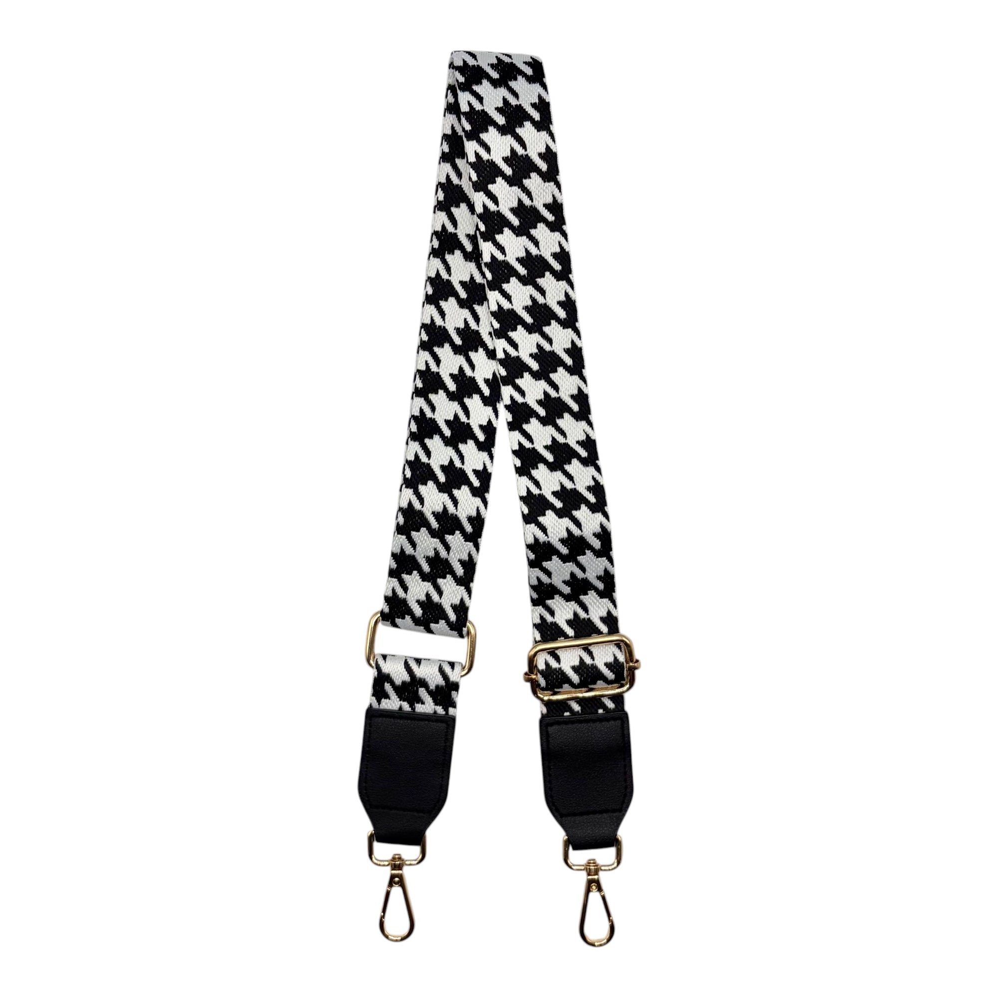 Black and White Houndstooth Stadium Bag Strap