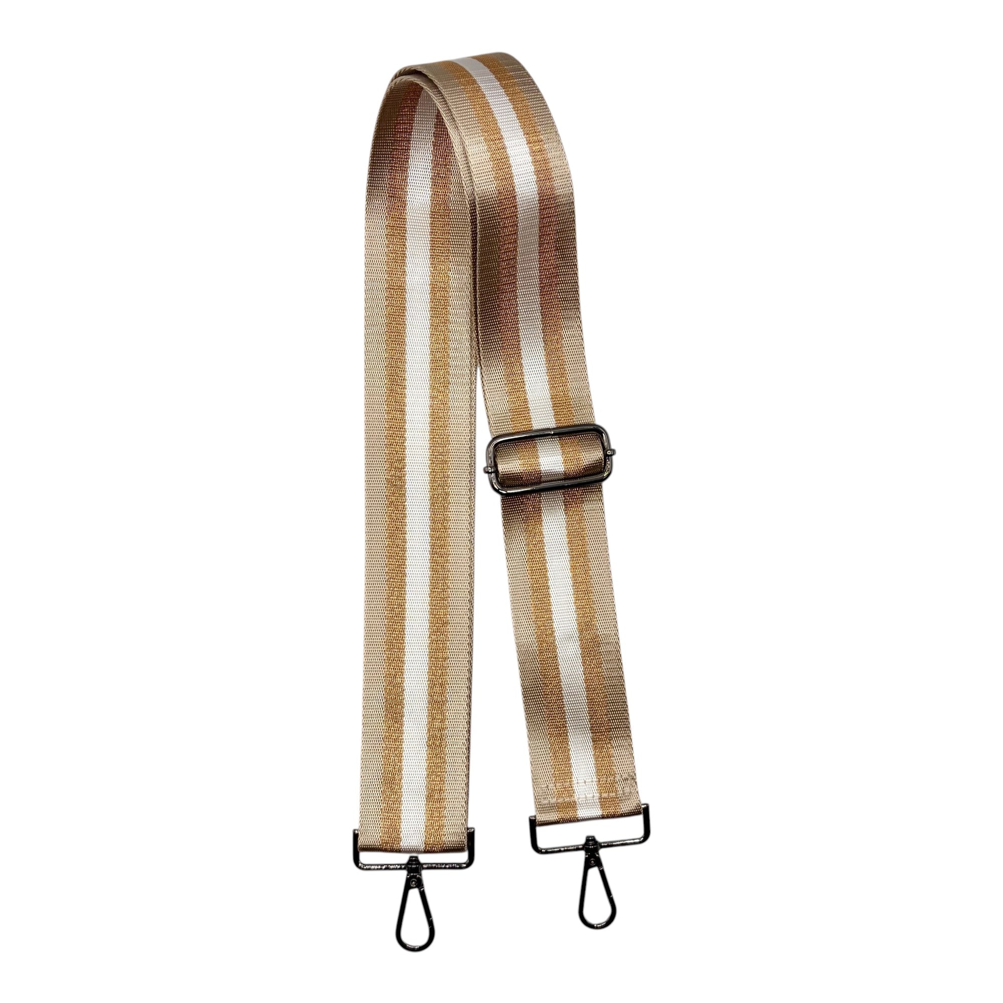 Tan and Metallic Gold Wide Stadium Bag Strap