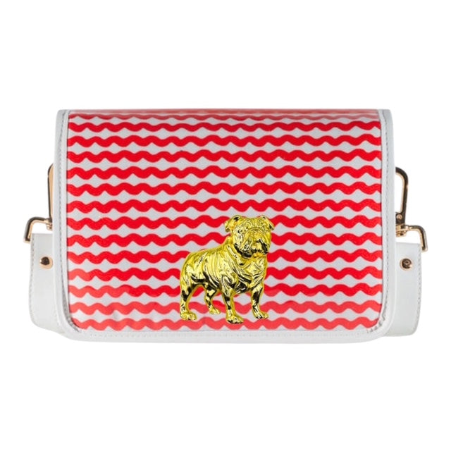 Red Wavy Clear Stadium Bag with Bulldog