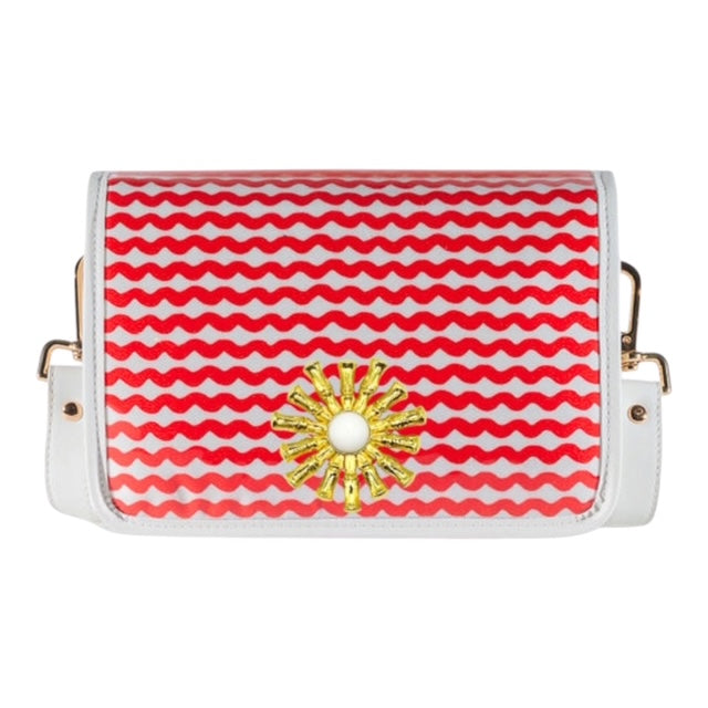 Red Wavy Clear Stadium Bag with White Starburst