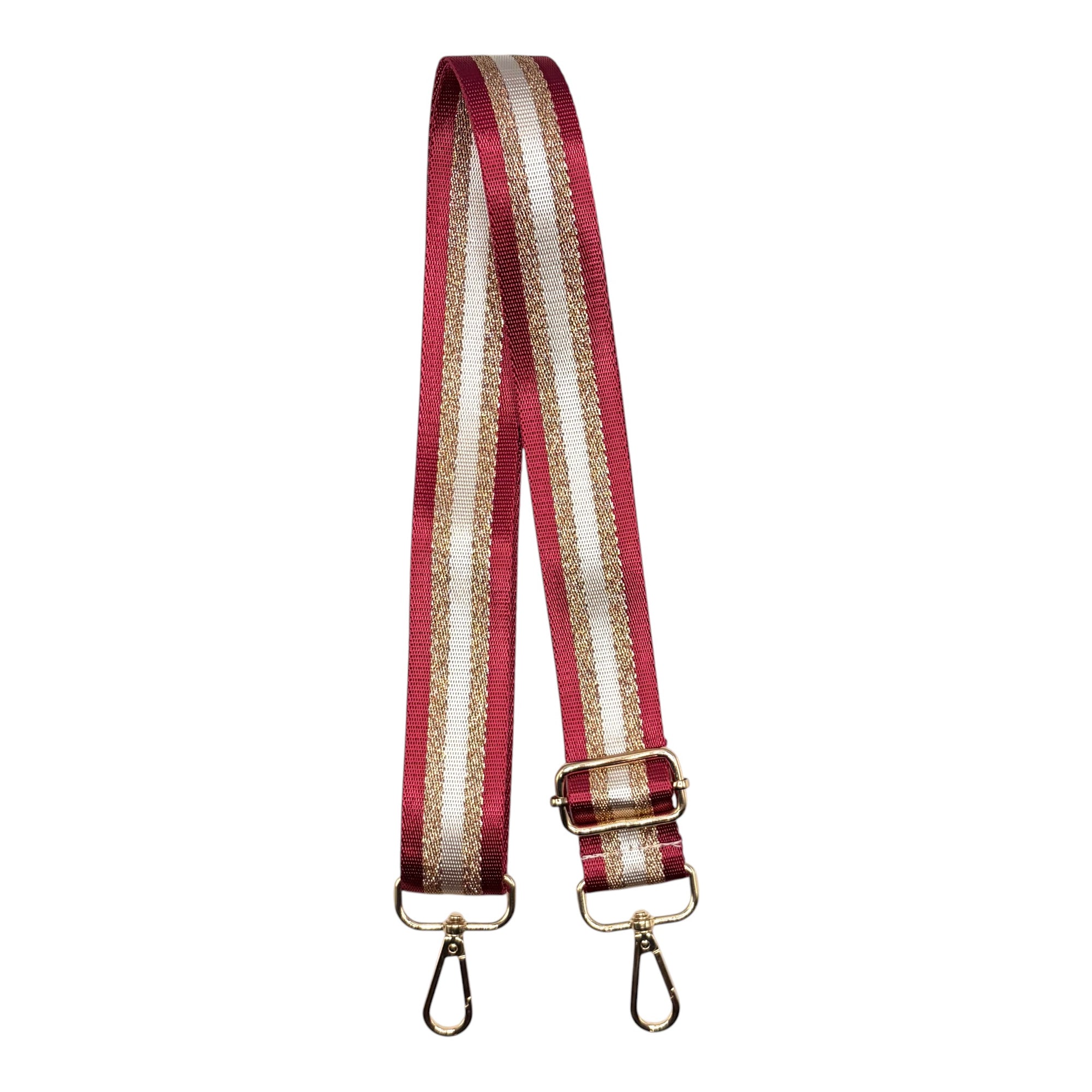 Crimson and Metallic Gold Striped Stadium Bag Strap