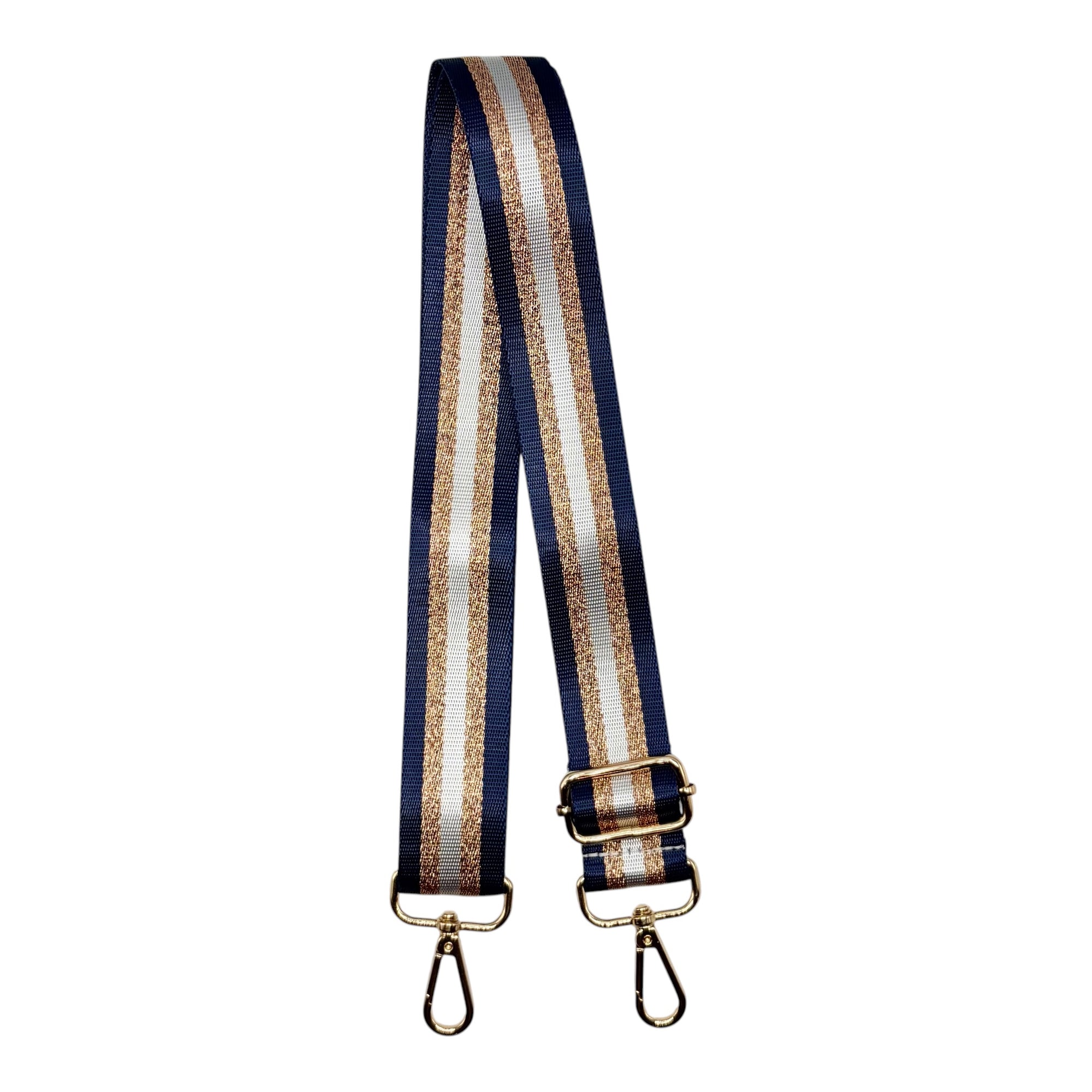 Navy and Metallic Gold Striped Stadium Bag Strap