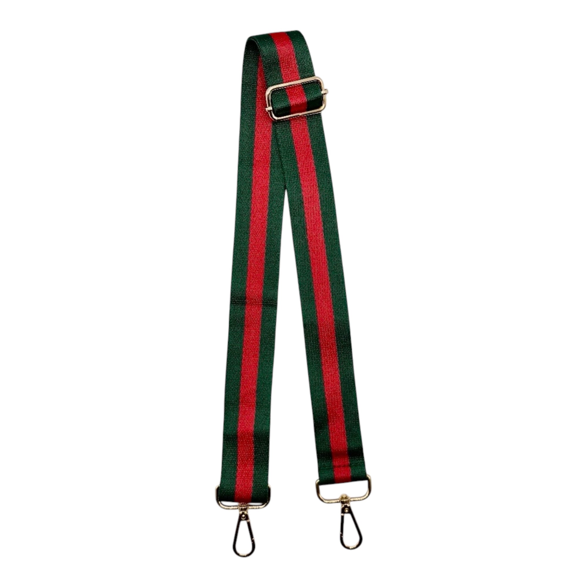 Dark Green and Red Striped Stadium Bag Strap