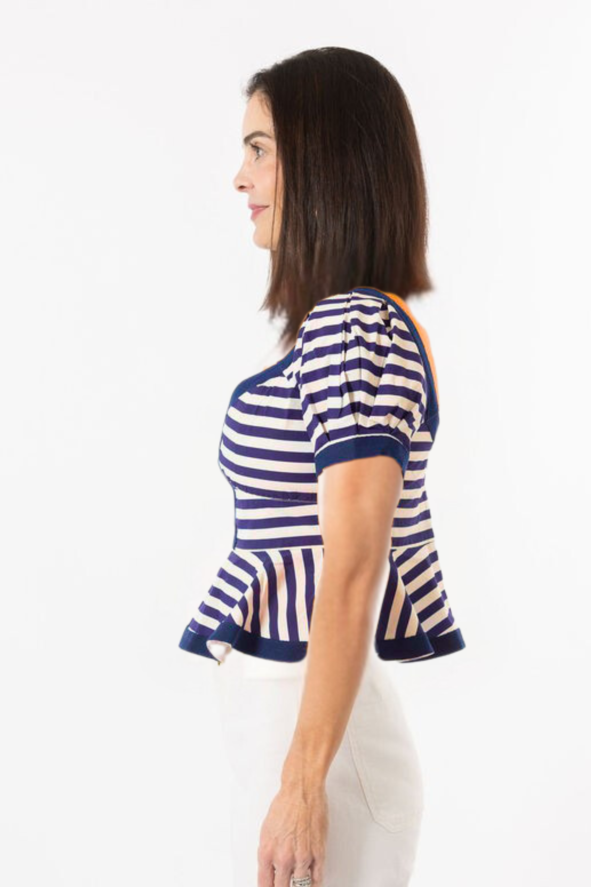 Addie Puff Sleeve Top - Navy Stripe